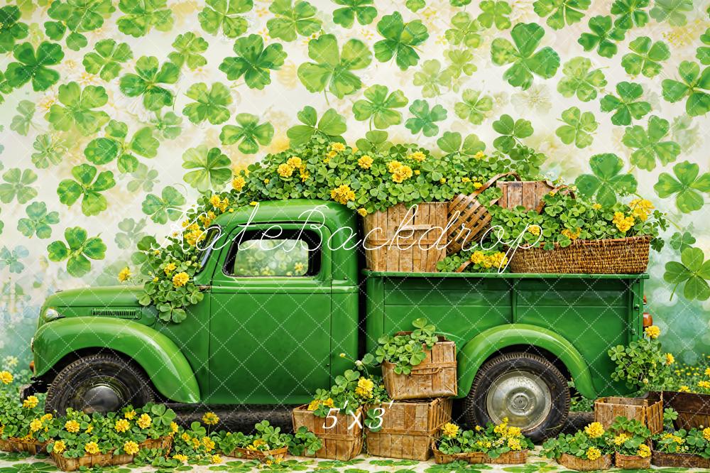 Kate St. Patrick's Day Clover Green Truck Backdrop Designed by Chain Photography - Kate Backdrop AU