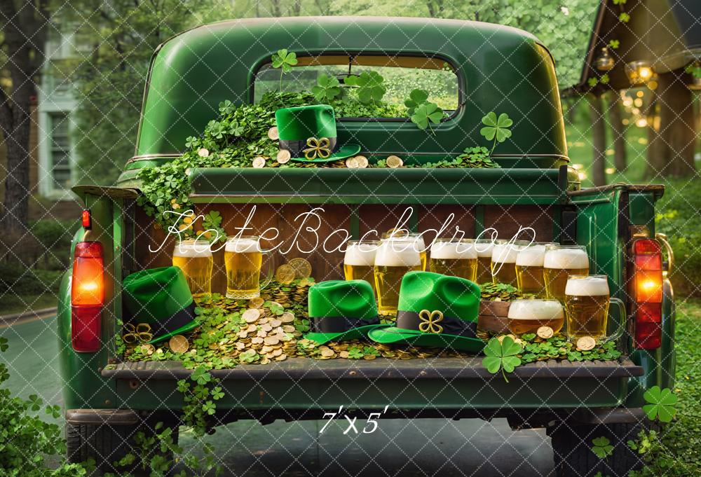 Kate St. Patrick's Day Truck Beer Gold Backdrop Designed by Emetselch - Kate Backdrop AU