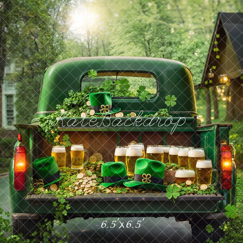 Kate St. Patrick's Day Truck Beer Gold Backdrop Designed by Emetselch - Kate Backdrop AU