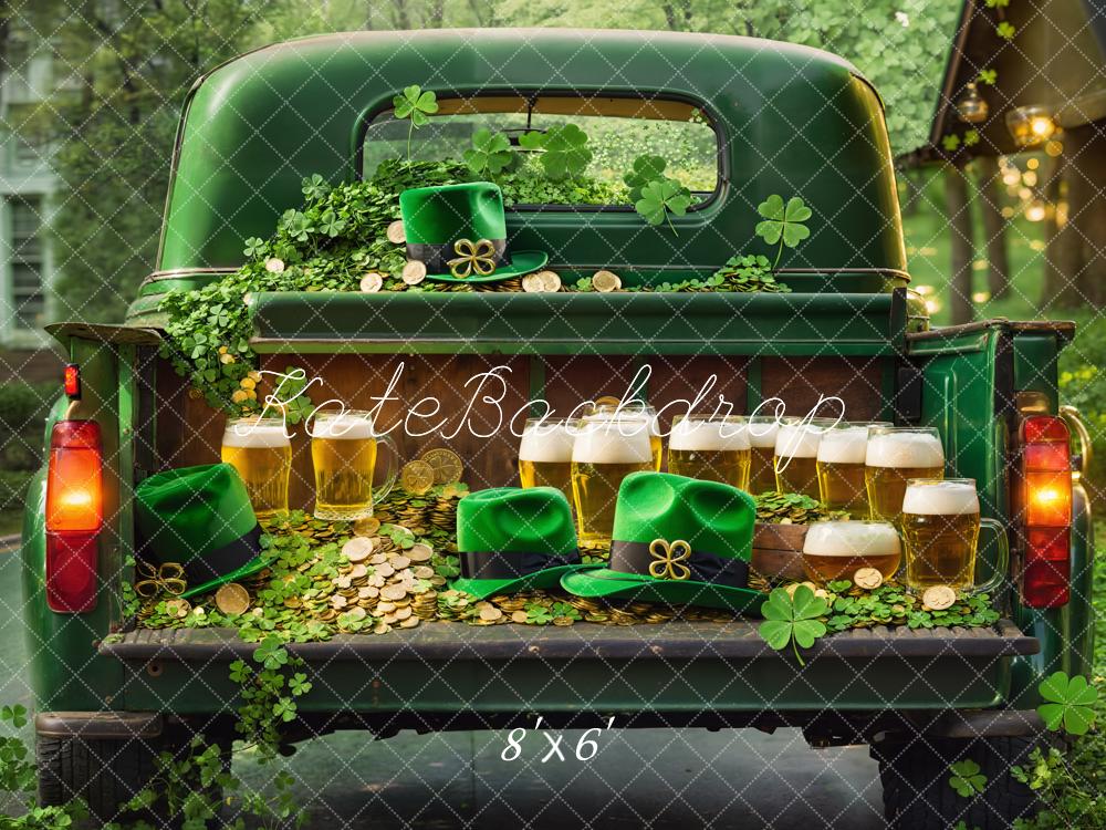 Kate St. Patrick's Day Truck Beer Gold Backdrop Designed by Emetselch - Kate Backdrop AU