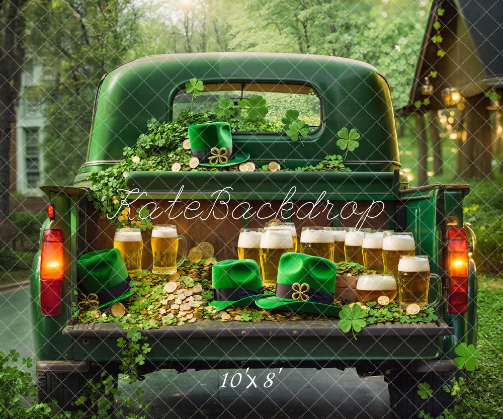 Kate St. Patrick's Day Truck Beer Gold Backdrop Designed by Emetselch - Kate Backdrop AU