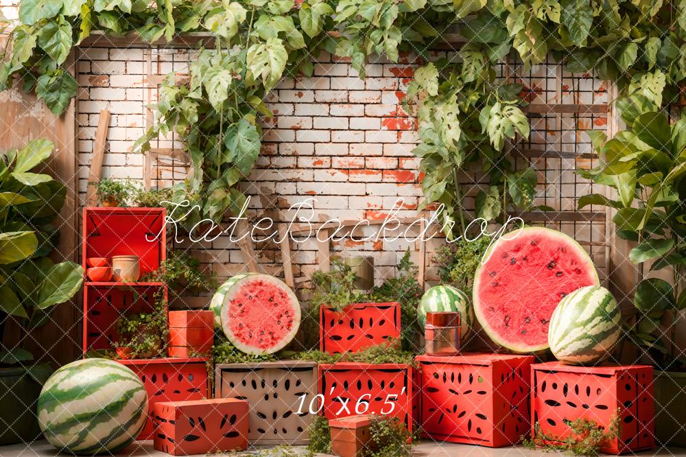 Kate Summer Brick Wall Watermelon Backdrop Designed by Emetselch - Kate Backdrop AU