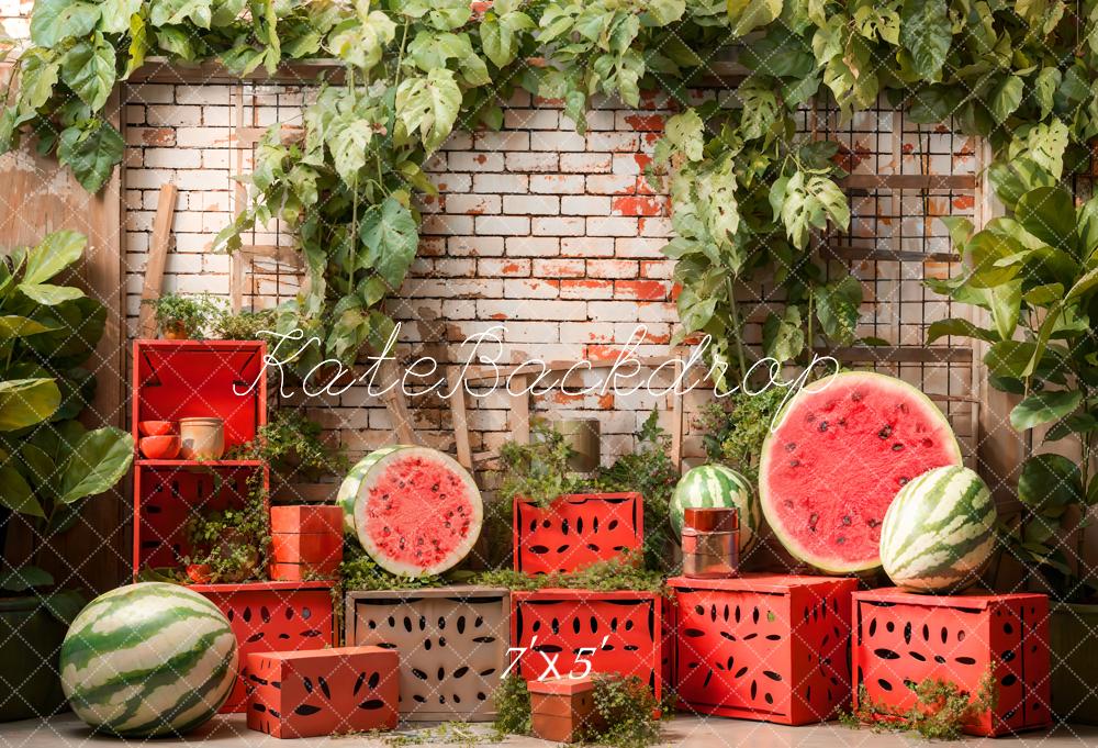 Kate Summer Brick Wall Watermelon Backdrop Designed by Emetselch - Kate Backdrop AU