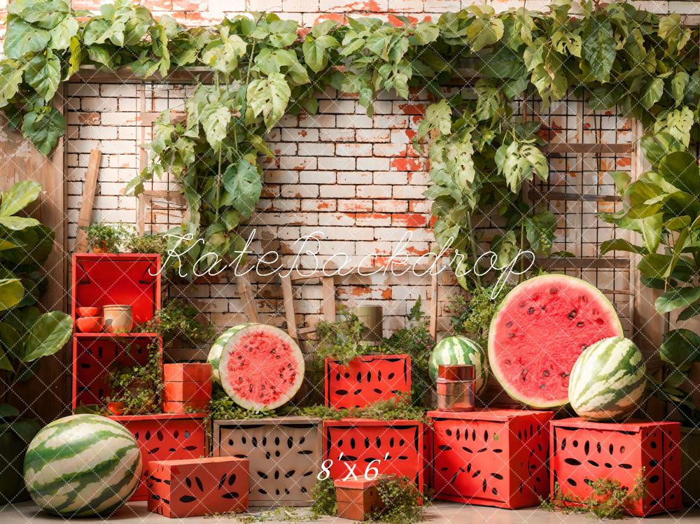 Kate Summer Brick Wall Watermelon Backdrop Designed by Emetselch - Kate Backdrop AU