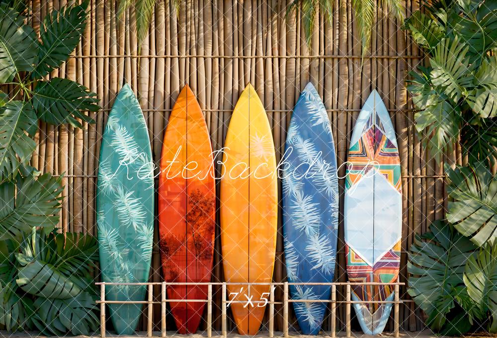 Kate Summer Wooden Seaside Surfboards Backdrop Designed by Emetselch - Kate Backdrop AU
