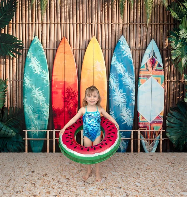 Kate Summer Wooden Seaside Surfboards Backdrop Designed by Emetselch - Kate Backdrop AU