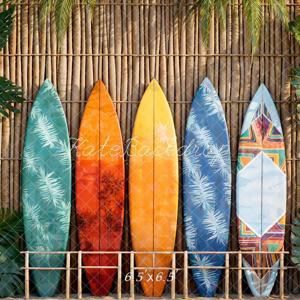 Kate Summer Wooden Seaside Surfboards Backdrop Designed by Emetselch - Kate Backdrop AU