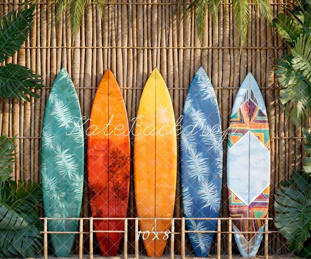 Kate Summer Wooden Seaside Surfboards Backdrop Designed by Emetselch - Kate Backdrop AU