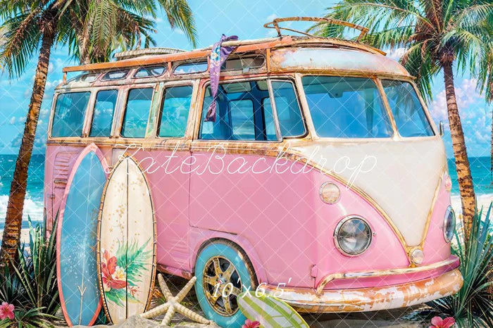 Kate Summer Sea Seaside Surfboard Pink Car Backdrop Designed by Emetselch - Kate Backdrop AU