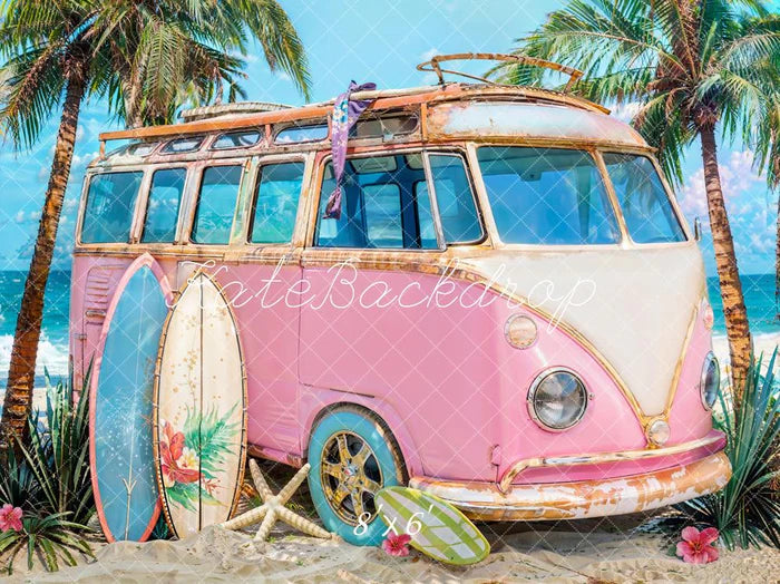 Kate Summer Sea Seaside Surfboard Pink Car Backdrop Designed by Emetselch - Kate Backdrop AU