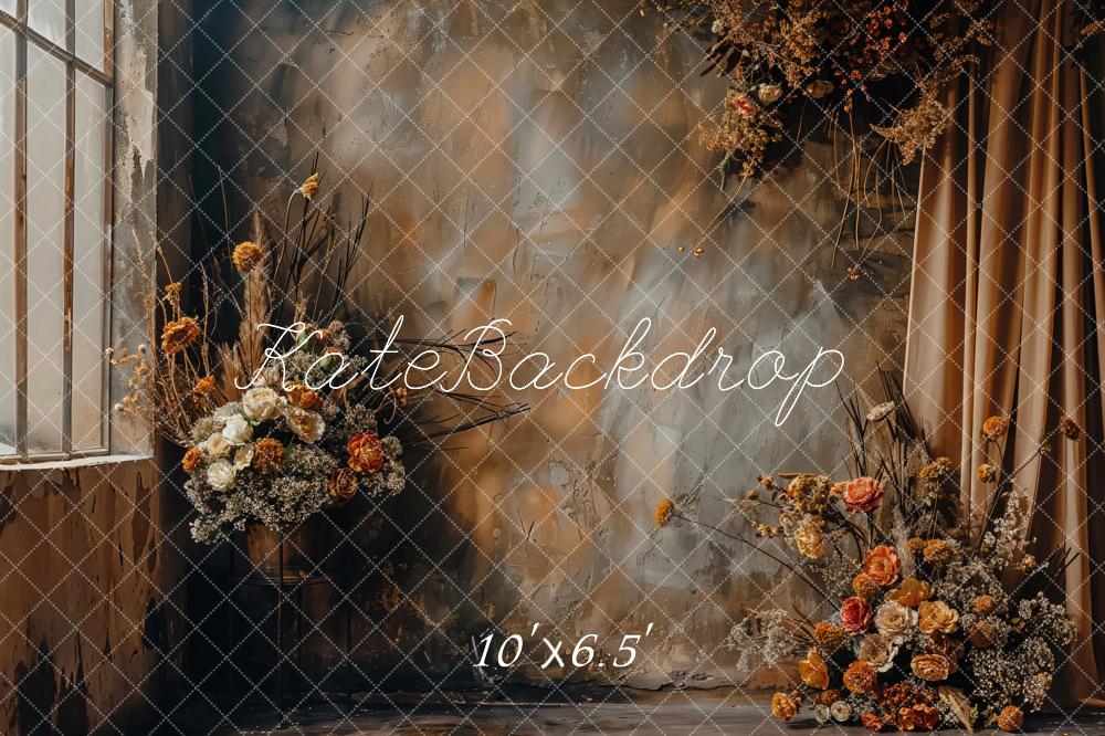 Kate Boho Abstract Dark Brown Floral Backdrop Designed by Emetselch - Kate Backdrop AU