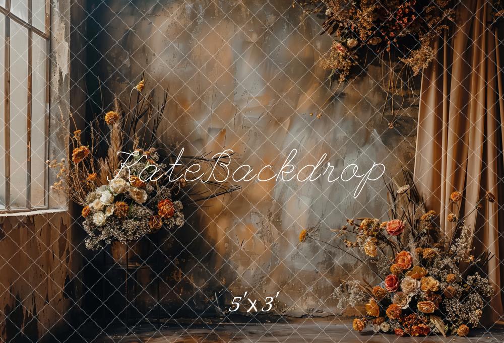 Kate Boho Abstract Dark Brown Floral Backdrop Designed by Emetselch - Kate Backdrop AU