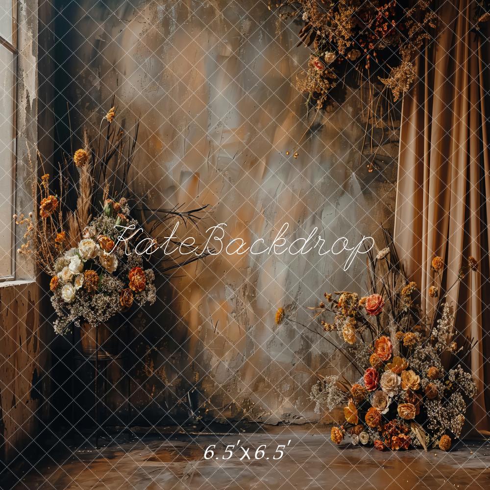 Kate Boho Abstract Dark Brown Floral Backdrop Designed by Emetselch - Kate Backdrop AU