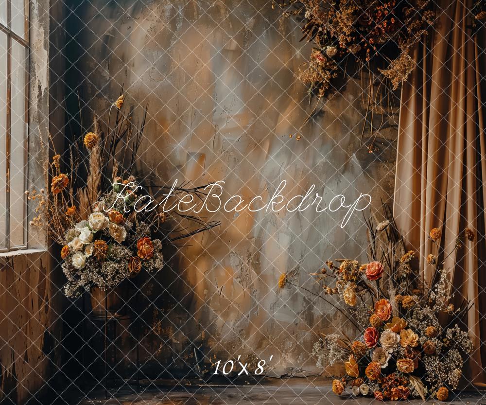 Kate Boho Abstract Dark Brown Floral Backdrop Designed by Emetselch - Kate Backdrop AU