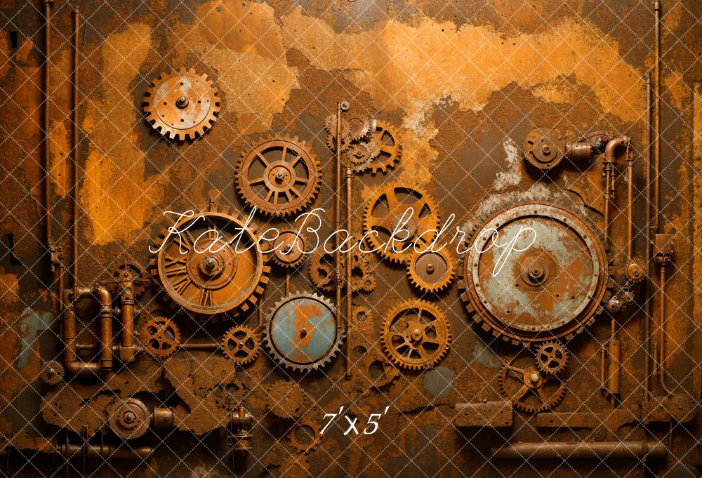 Kate Steampunk Backdrop Rusty Iron Gear Component Designed by Emetselch - Kate Backdrop AU