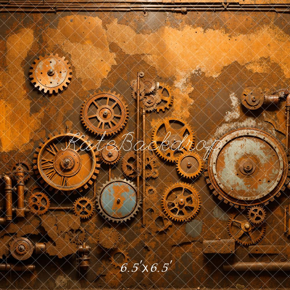 Kate Steampunk Backdrop Rusty Iron Gear Component Designed by Emetselch - Kate Backdrop AU