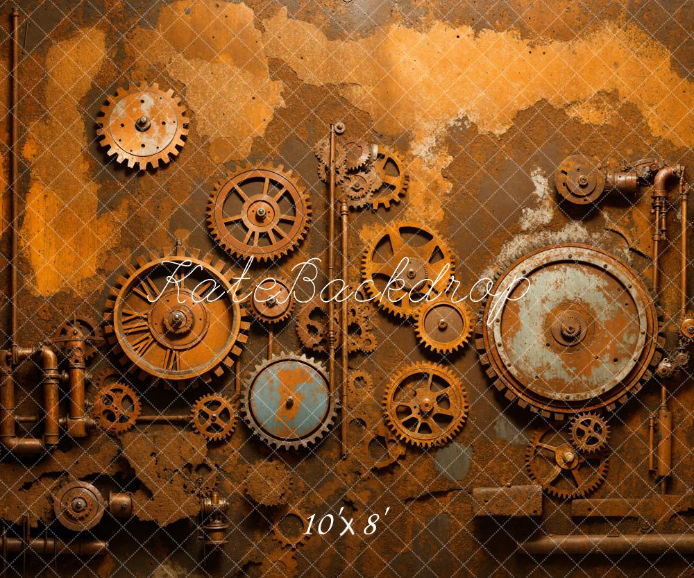 Kate Steampunk Backdrop Rusty Iron Gear Component Designed by Emetselch - Kate Backdrop AU