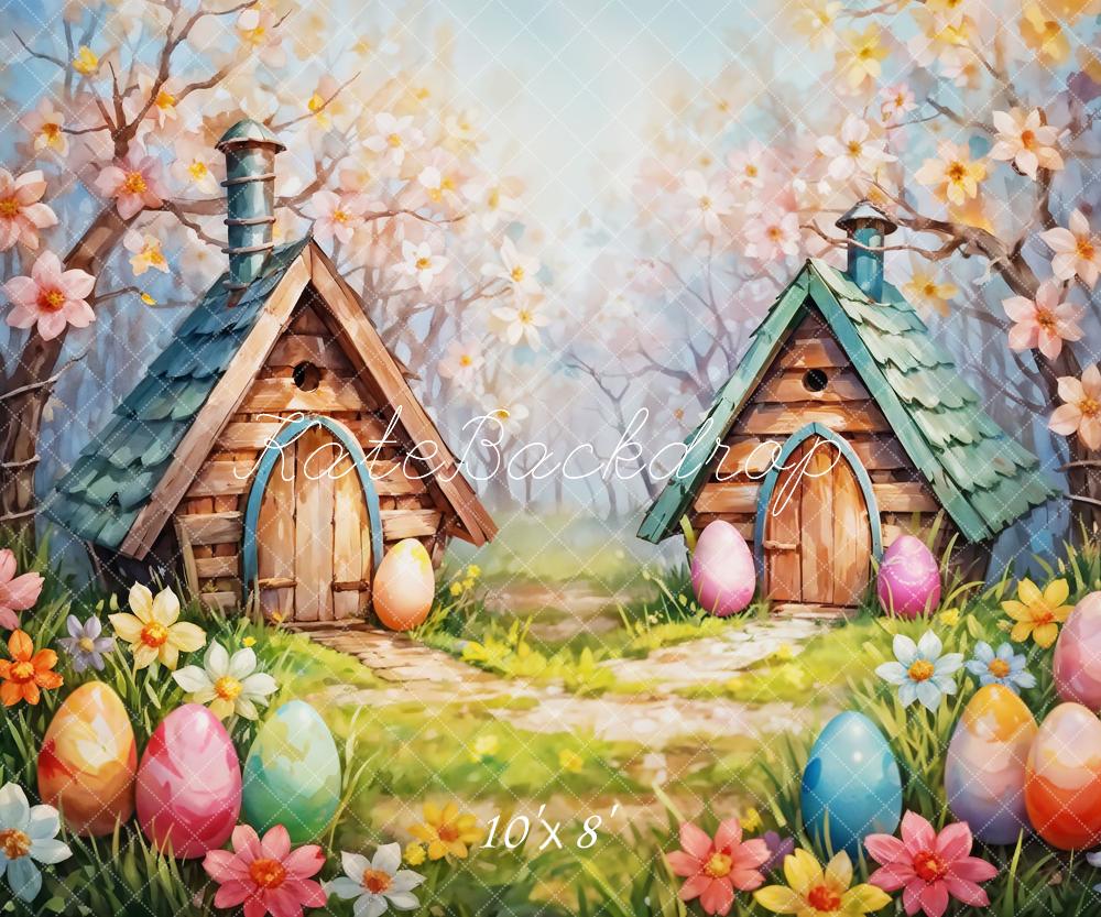 Kate Easter Egg Cabin Colorful Backdrop Designed by Emetselch - Kate Backdrop AU