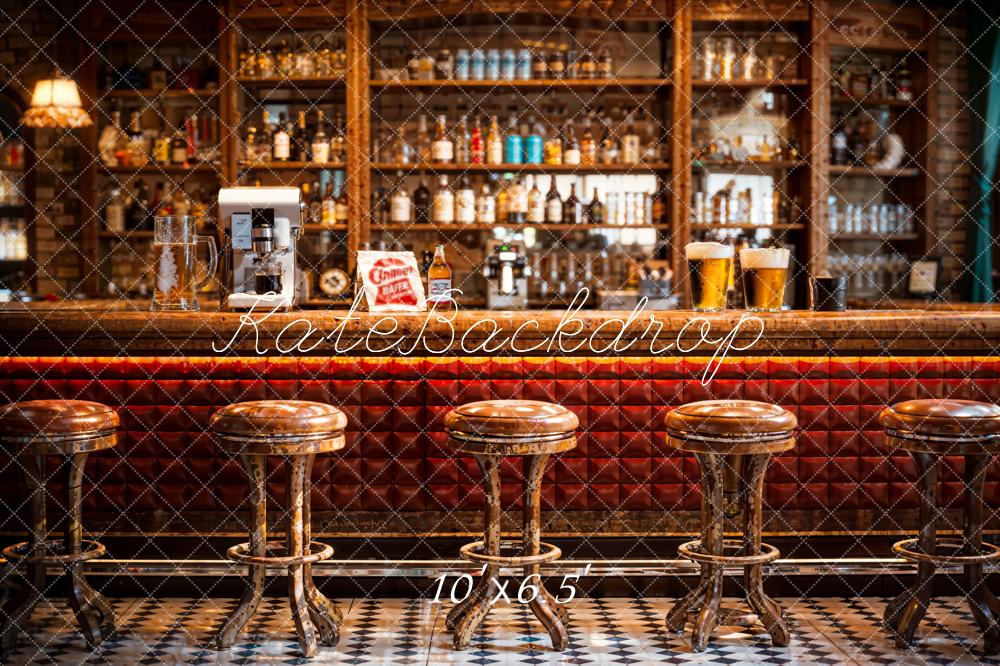 Kate Retro Brown Large Bar Counter Backdrop Designed by Emetselch - Kate Backdrop AU