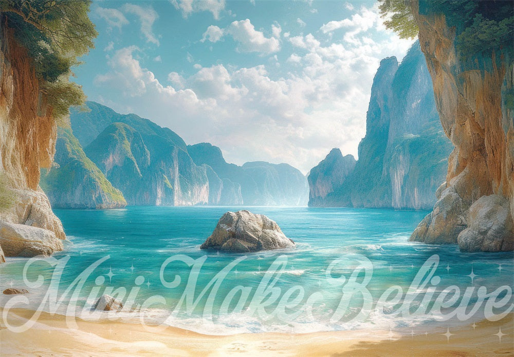 Kate Little Mermaid Beach Rock Ocean Backdrop Designed by Mini MakeBelieve - Kate Backdrop AU
