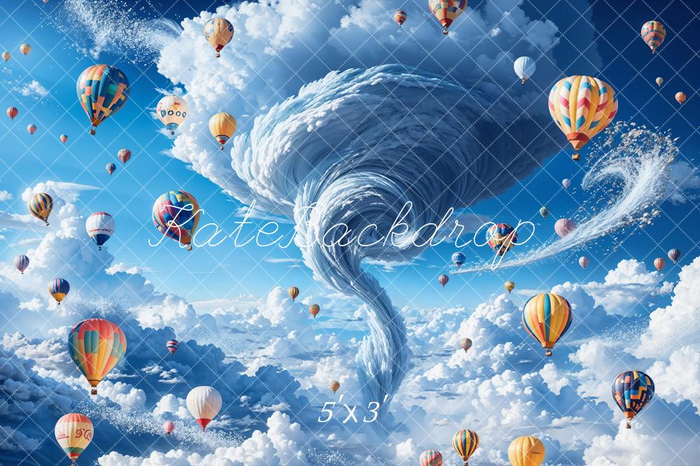 Kate Tornado Hot Air Balloon Backdrop Blue Cloud Designed by Chain Photography - Kate Backdrop AU