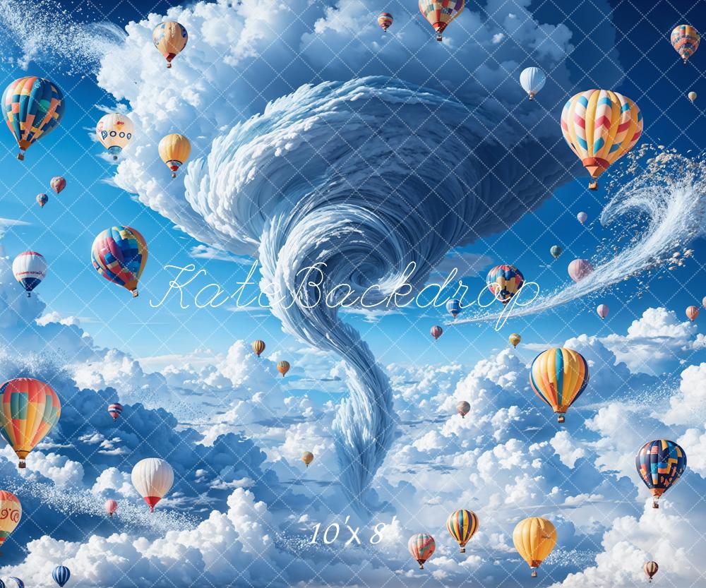 Kate Tornado Hot Air Balloon Backdrop Blue Cloud Designed by Chain Photography - Kate Backdrop AU