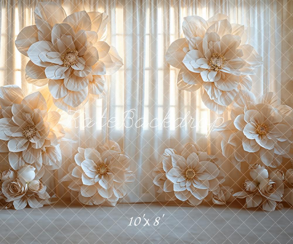 Kate Light Beige Flower Curtain Backdrop Designed by Emetselch - Kate Backdrop AU