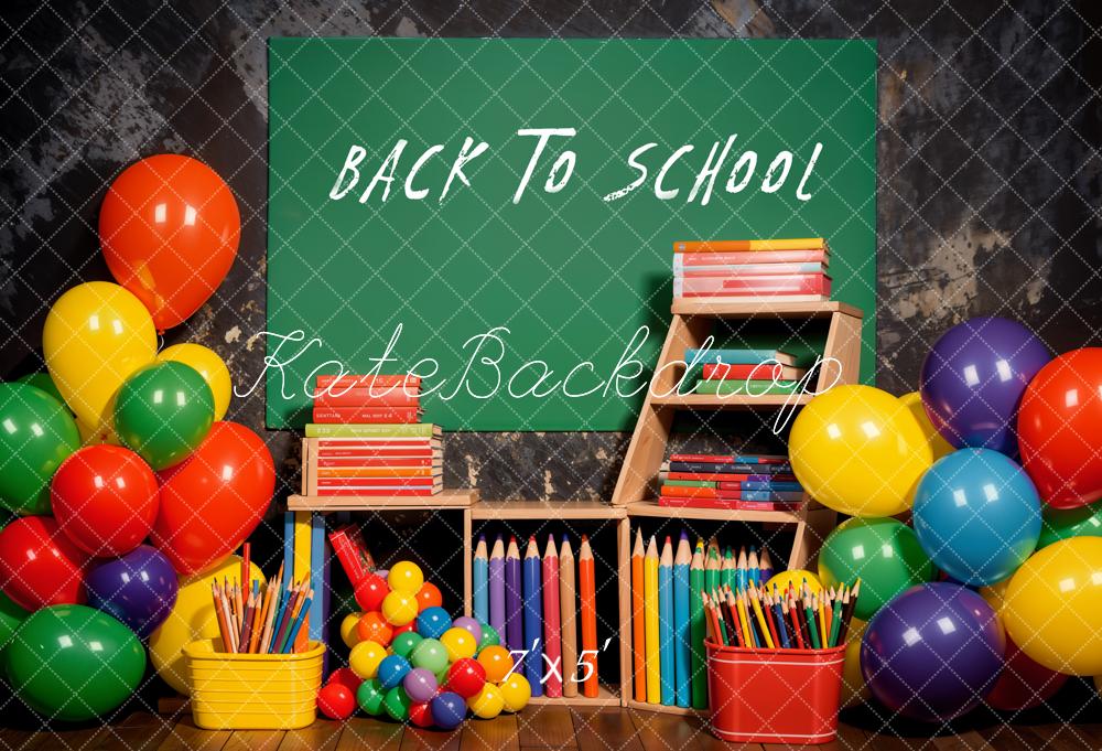 Kate Back to School Backdrop Colorful Balloon Pencil Designed by Emetselch - Kate Backdrop AU