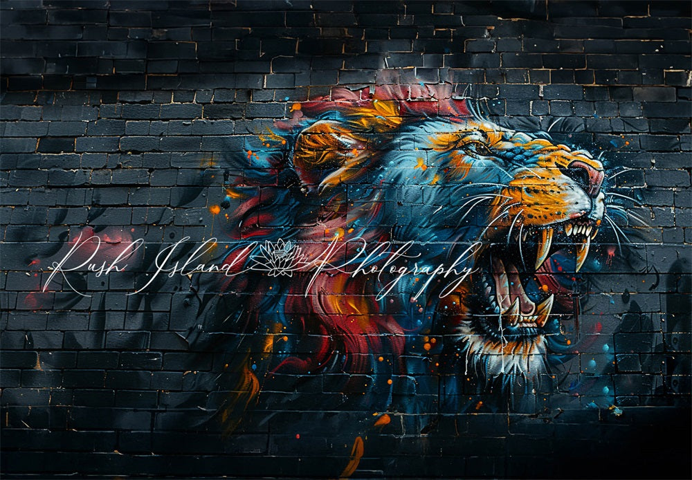 Kate Fierce Lion Brick Wall Backdrop Designed by Laura Bybee - Kate Backdrop AU