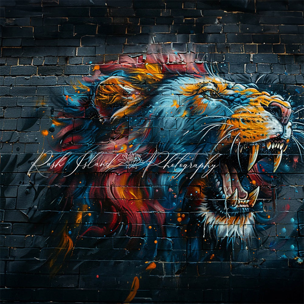 Kate Fierce Lion Brick Wall Backdrop Designed by Laura Bybee - Kate Backdrop AU