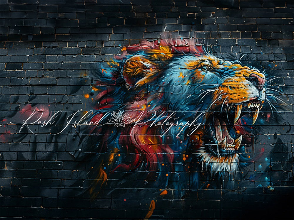 Kate Fierce Lion Brick Wall Backdrop Designed by Laura Bybee - Kate Backdrop AU