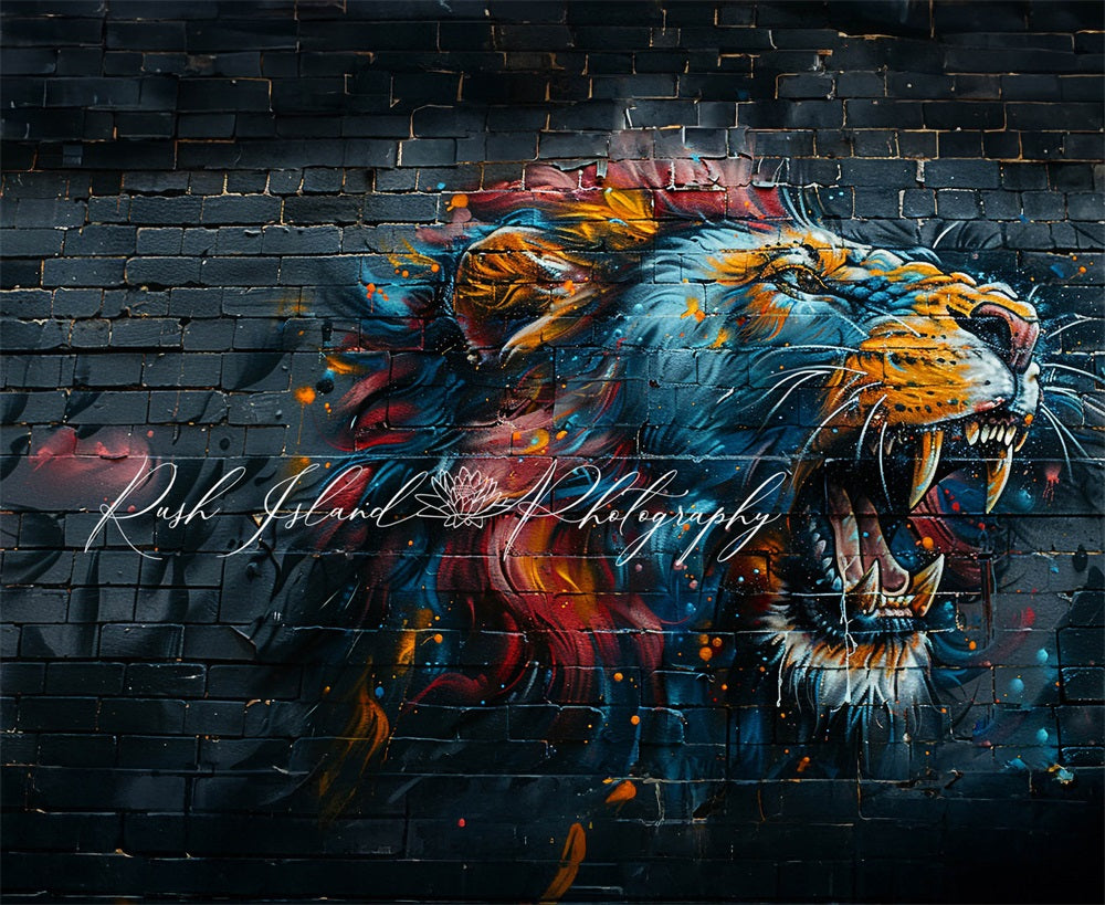 Kate Fierce Lion Brick Wall Backdrop Designed by Laura Bybee - Kate Backdrop AU