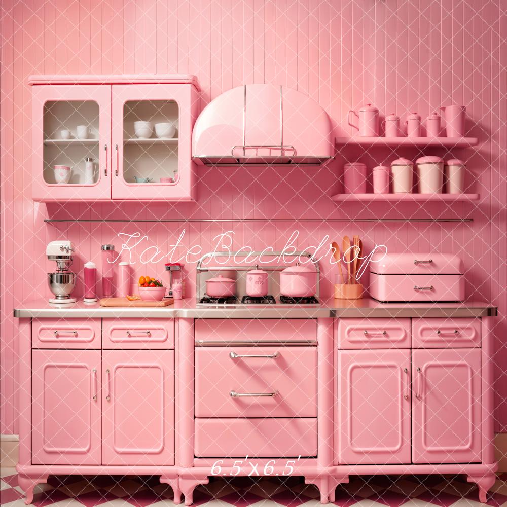 Kate Pink Kitchen Cake Smash Backdrop Designed by Chain Photography - Kate Backdrop AU
