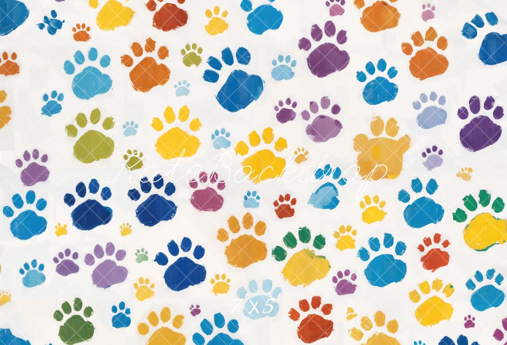 Kate Colorful Pet Paw Prints Backdrop Designed by Chain Photography - Kate Backdrop AU