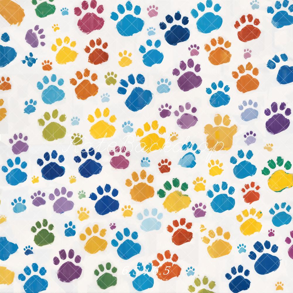 Kate Colorful Pet Paw Prints Backdrop Designed by Chain Photography - Kate Backdrop AU