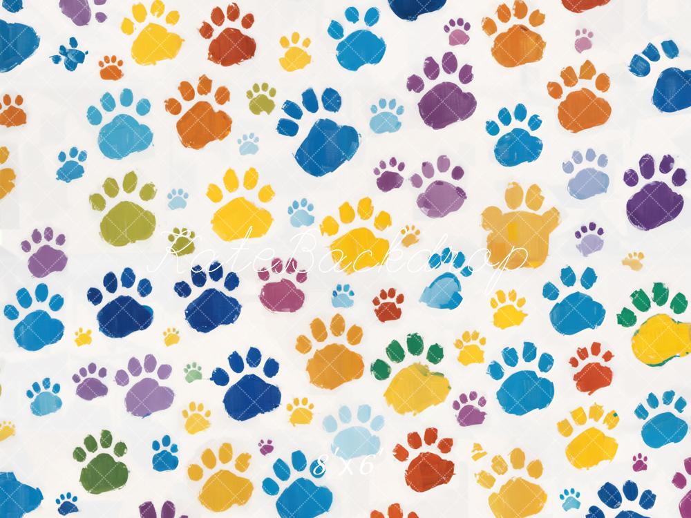 Kate Colorful Pet Paw Prints Backdrop Designed by Chain Photography - Kate Backdrop AU
