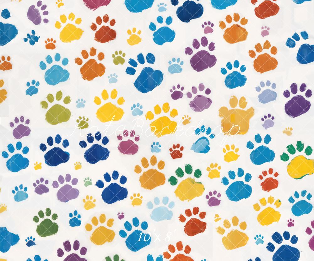 Kate Colorful Pet Paw Prints Backdrop Designed by Chain Photography - Kate Backdrop AU