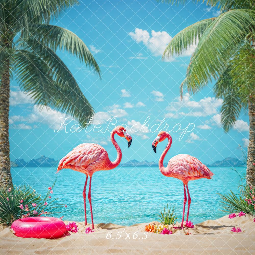 Kate Summer Beach Flamingo Backdrop Designed by Chain Photography - Kate Backdrop AU