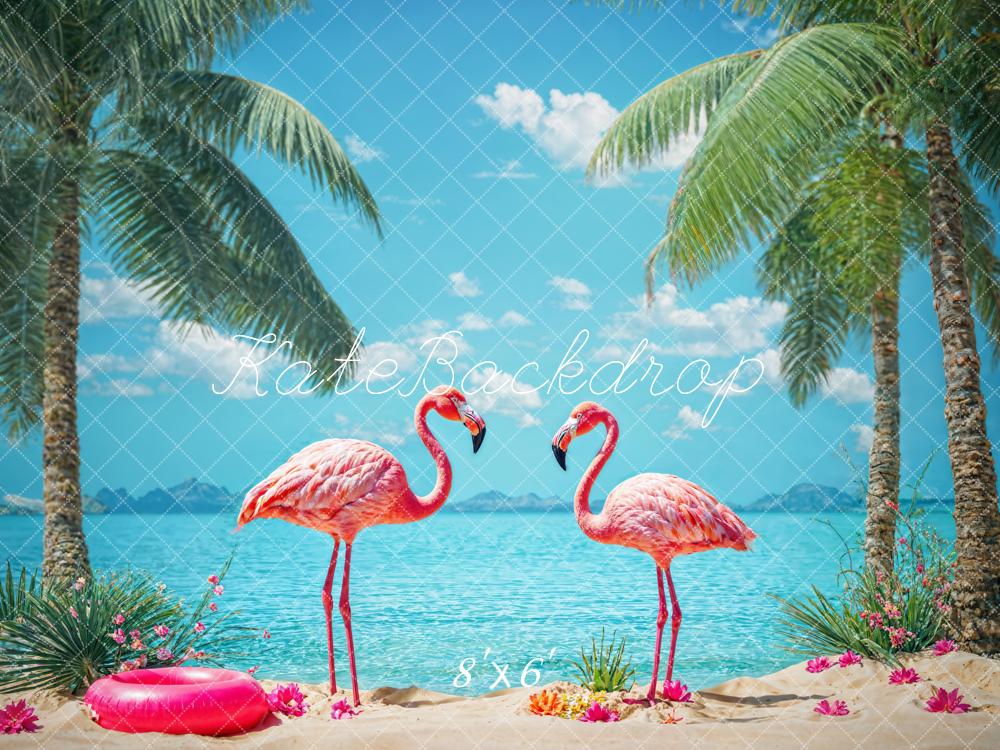 Kate Summer Beach Flamingo Backdrop Designed by Chain Photography - Kate Backdrop AU