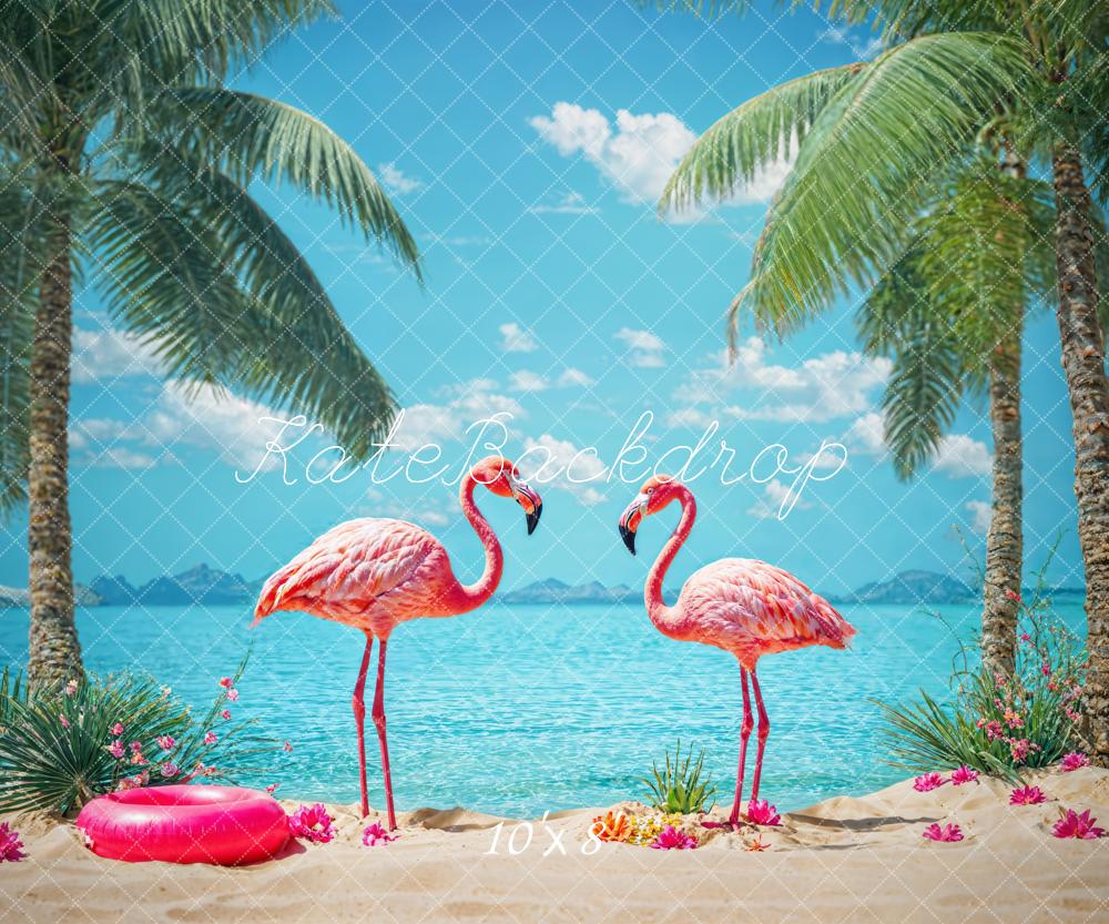 Kate Summer Beach Flamingo Backdrop Designed by Chain Photography - Kate Backdrop AU