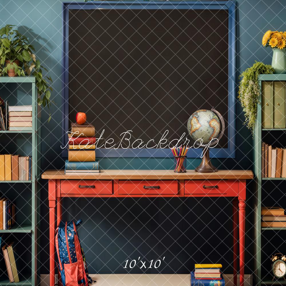 Kate Back to School Backdrop Book Apple Globe Blackboard Designed by Emetselch - Kate Backdrop AU