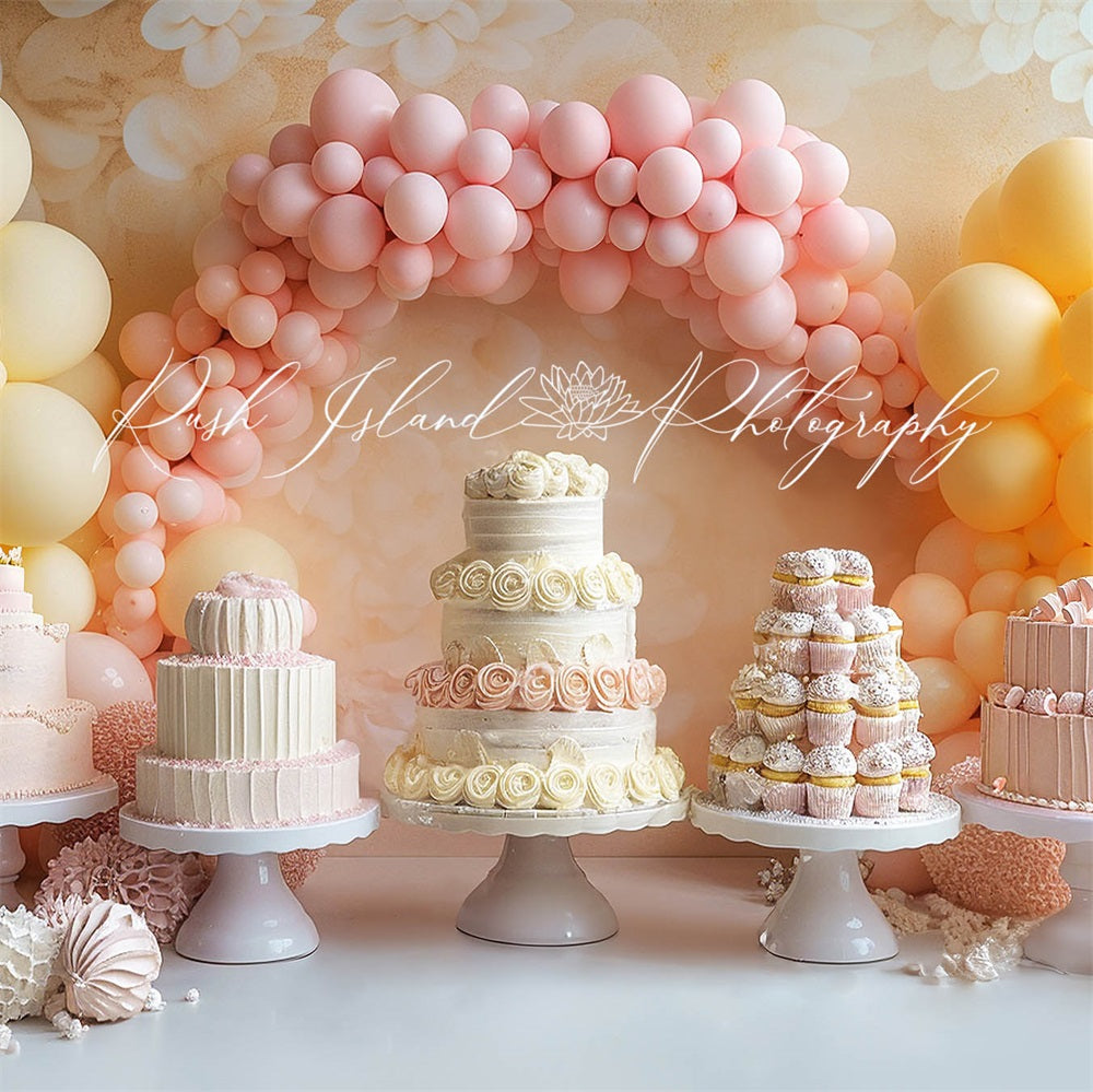 Kate Birthday Cake Smash Balloons Backdrop Designed by Laura Bybee - Kate Backdrop AU