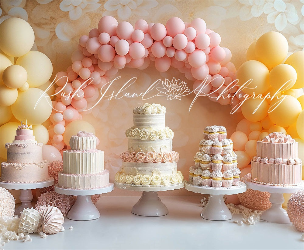Kate Birthday Cake Smash Balloons Backdrop Designed by Laura Bybee - Kate Backdrop AU