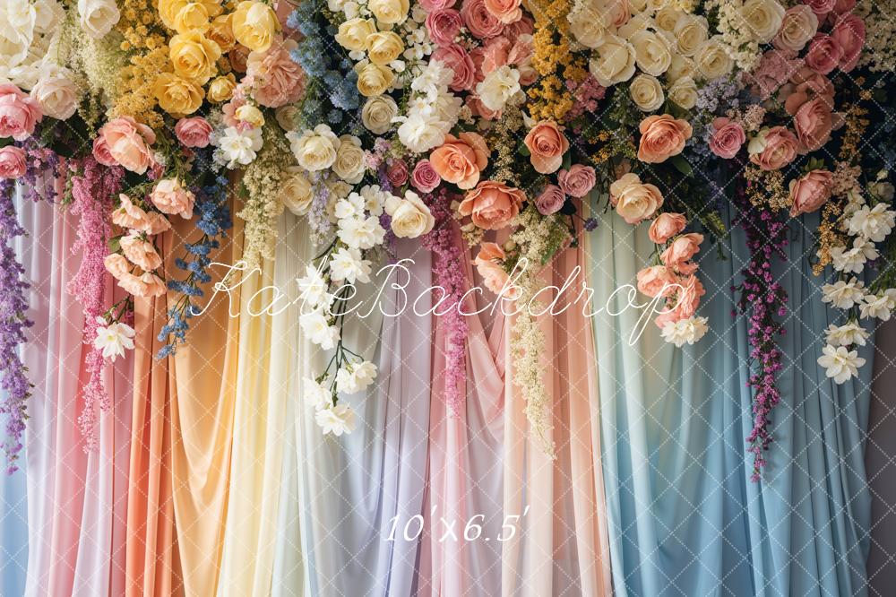 Kate Mother's Day Backdrop Spring Colorful Floral Curtain Designed by Emetselch - Kate Backdrop AU