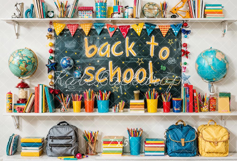 Kate Back to School Backdrop Colorful Book Pencil Designed by Emetselch - Kate Backdrop AU