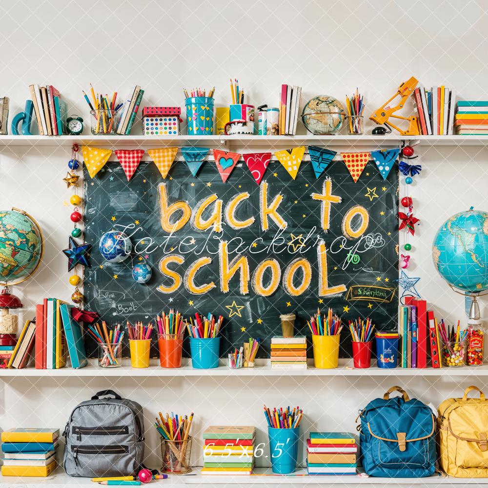 Kate Back to School Backdrop Colorful Book Pencil Designed by Emetselch - Kate Backdrop AU