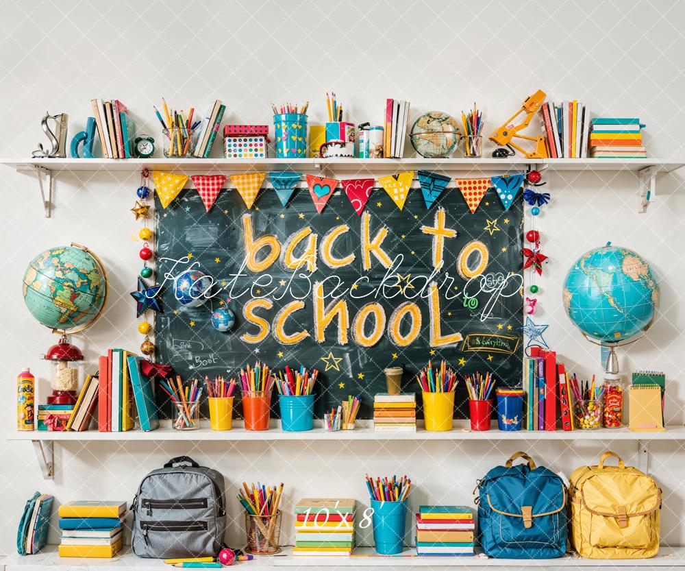 Kate Back to School Backdrop Colorful Book Pencil Designed by Emetselch - Kate Backdrop AU
