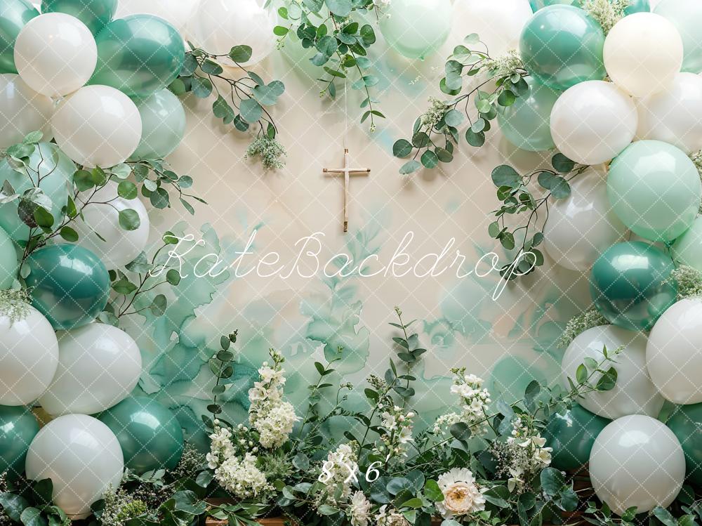 Kate Spring Green Plant Balloon Backdrop Designed by Emetselch - Kate Backdrop AU