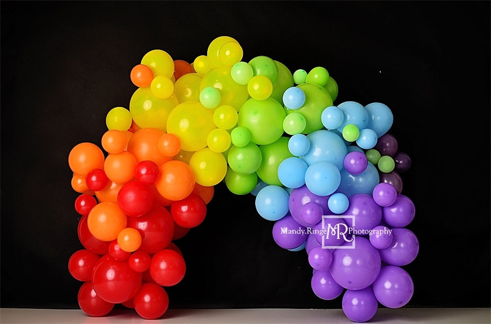 Kate Rainbow Balloon Arch Black Backdrop Designed by Mandy Ringe Photography - Kate Backdrop AU