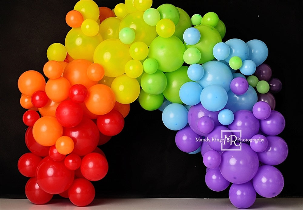 Kate Rainbow Balloon Arch Black Backdrop Designed by Mandy Ringe Photography - Kate Backdrop AU